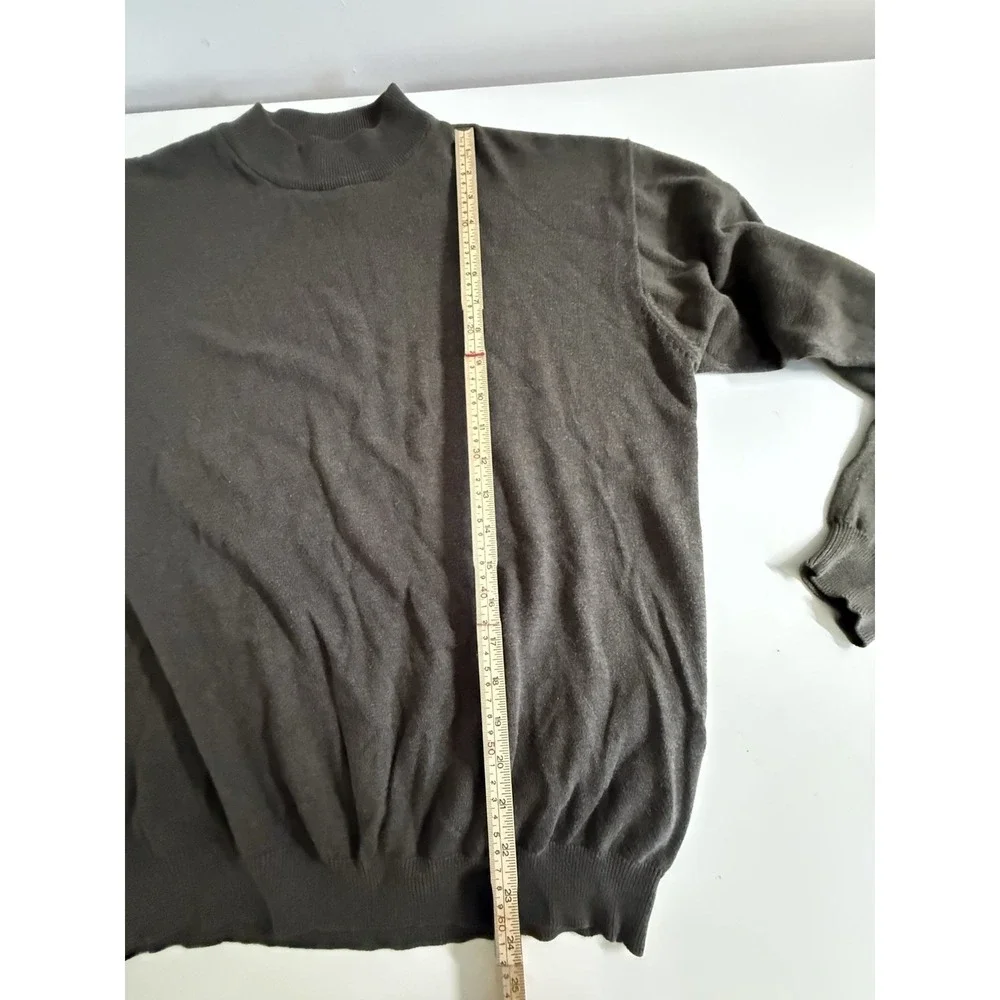 Massini Collection Men's Mock Neck Sweater Brown Cotton Size L Minimalist